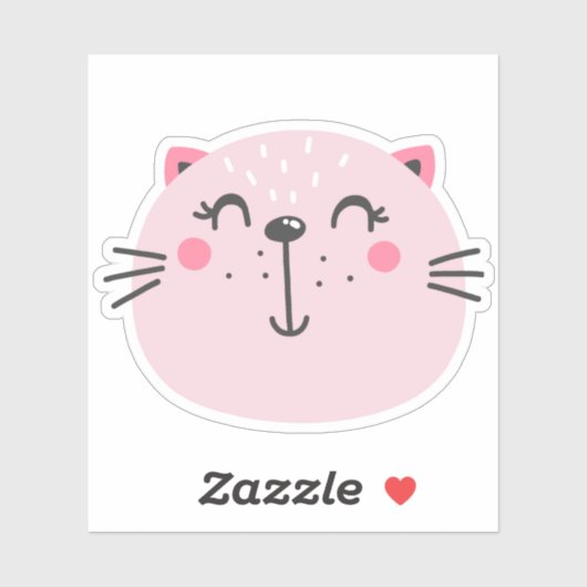 Leuke roze kat Cartoon Sticker (Vel)