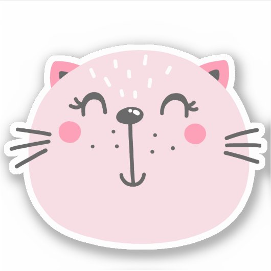 Leuke roze kat Cartoon Sticker (Voorkant)