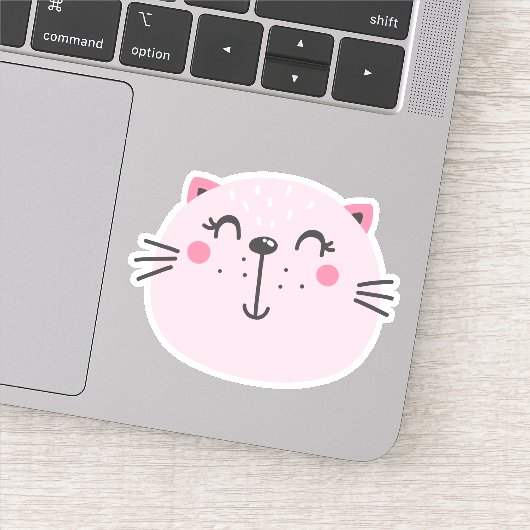 Leuke roze kat Cartoon Sticker (Detail)