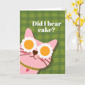 Leuke Roze Kat Gepersonaliseerde Verjaardag Kaart (Gele Bloem)