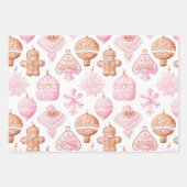 Leuke roze kerst zoete traktaties inpakpapier vel (Voorkant 2)