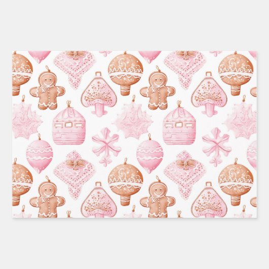 Leuke roze kerst zoete traktaties inpakpapier vel (Voorkant 2)