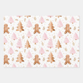 Leuke roze kerst zoete traktaties inpakpapier vel (Voorkant)