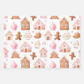 Leuke roze kerst zoete traktaties inpakpapier vel (Voorkant 3)