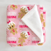 Leuke roze kerstdeken voor kinderen peperkoek fleece deken