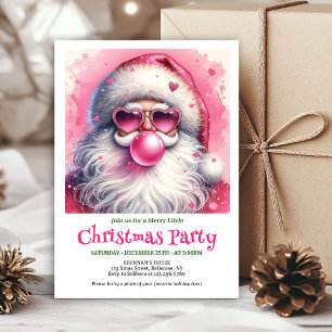 Leuke roze kerstman bubble gum waterverf Kerstmis Kaart