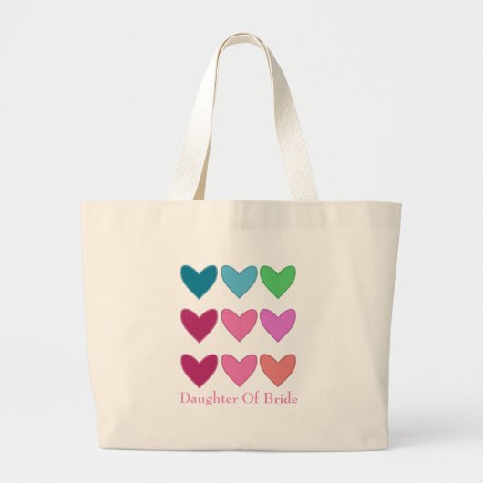Leuke roze kleurrijke harten dochter van bruid bru grote tote bag (Voorkant)