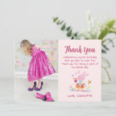 Leuke Roze Konijn Foto Platte Dankkaart Bedankkaart (Staand voorkant)