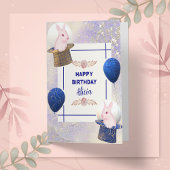 Leuke Roze Konijn pet Royal Sparkle Girly Design Kaart