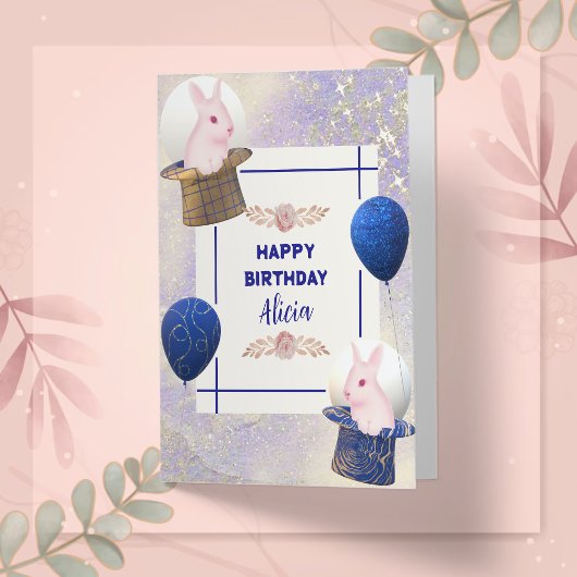 Leuke Roze Konijn pet Royal Sparkle Girly Design Kaart