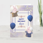 Leuke Roze Konijn pet Royal Sparkle Girly Design Kaart (Voorkant)