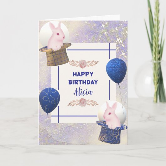 Leuke Roze Konijn pet Royal Sparkle Girly Design Kaart (Voorkant)