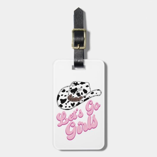 Leuke Roze Landelijke Let's Go Girls Meisjesuitje Bagagelabel (Voorkant verticaal)