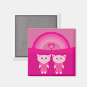 Leuke roze liefde katten & regenboog magneet (Voorkant / Achterkant)