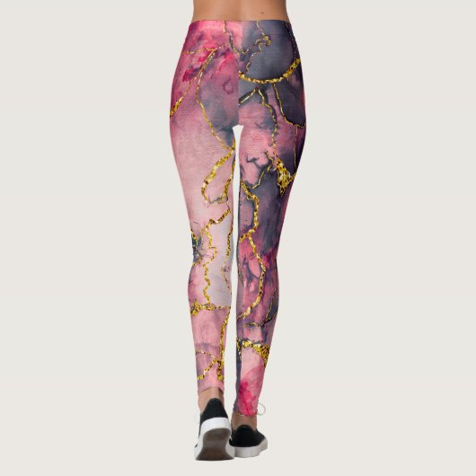 Leuke roze marmeren leggings (Achterkant)