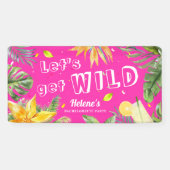 Leuke Roze Meiden Verloofde Party Strand Tropisch Spandoek (Horizontaal)