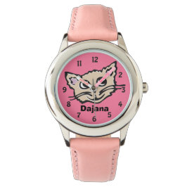 Leuke roze meisjes kat kitten grafische naam polsh horloge