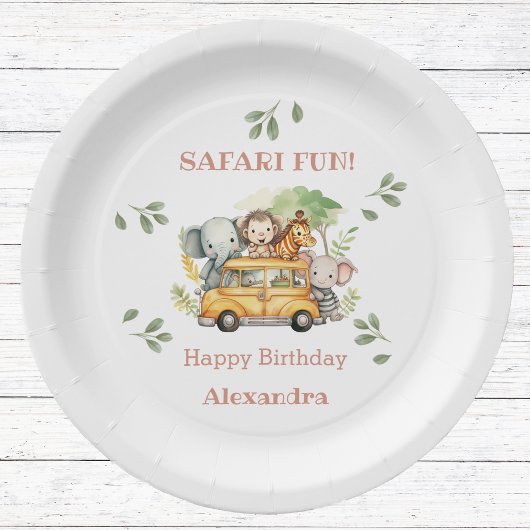 Leuke Roze Meisjes Oerwoud Safari Verjaardag Papieren Bordje