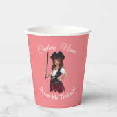 Leuke Roze Meisjes Piraat Papieren Bekers (Voorkant)
