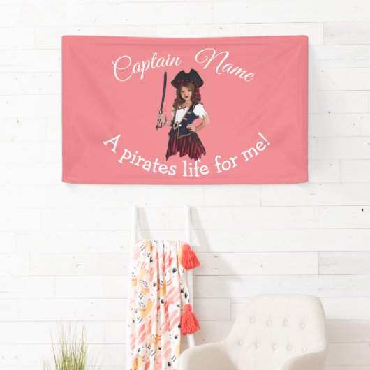 Leuke Roze Meisjes Piraat Spandoek (Insitu)