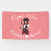 Leuke Roze Meisjes Piraat Spandoek (Horizontaal)