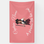 Leuke Roze Meisjes Piraat Spandoek (Verticaal)