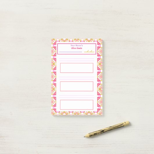 Leuke Roze Nieuwjaarsvoornemens Doel Tracker Telli Post-it® Notes (Op bureau)