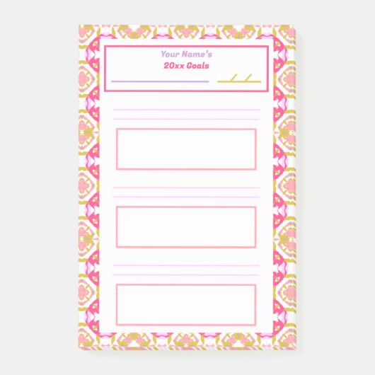 Leuke Roze Nieuwjaarsvoornemens Doel Tracker Telli Post-it® Notes (Voorkant)
