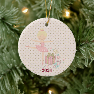 Leuke roze notenkraker ballerina keramisch ornament