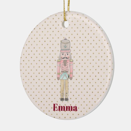 Leuke roze notenkraker keramisch ornament (Links)