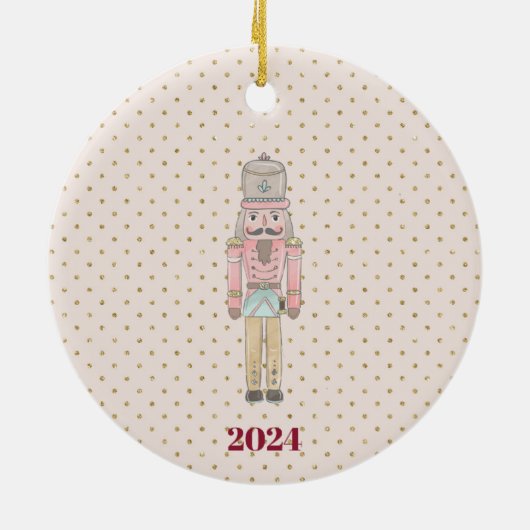 Leuke roze notenkraker keramisch ornament (Achterkant)