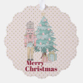 Leuke roze notenkraker ornament kaart (Achterkant)