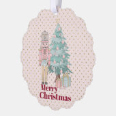 Leuke roze notenkraker ornament kaart (Links)