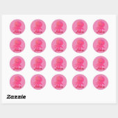 Leuke roze octopus Cartoon Voeg naam toe Ronde Sticker (Vel)