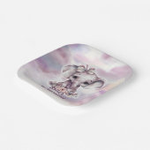 Leuke roze olifant 1e verjaardag papieren bordje (Gebogen)