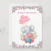 Leuke roze olifant Baby shower uitnodiging (Voorkant)