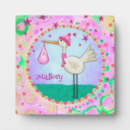 Leuke roze ooievaar Inspirivity gepersonaliseerde Fotoplaat
