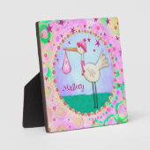 Leuke roze ooievaar Inspirivity gepersonaliseerde  Fotoplaat (Voorkant)