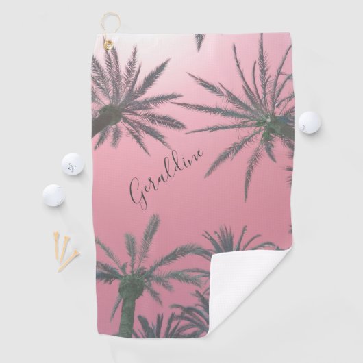Leuke roze palmboom print golfhanddoek (Insitu)