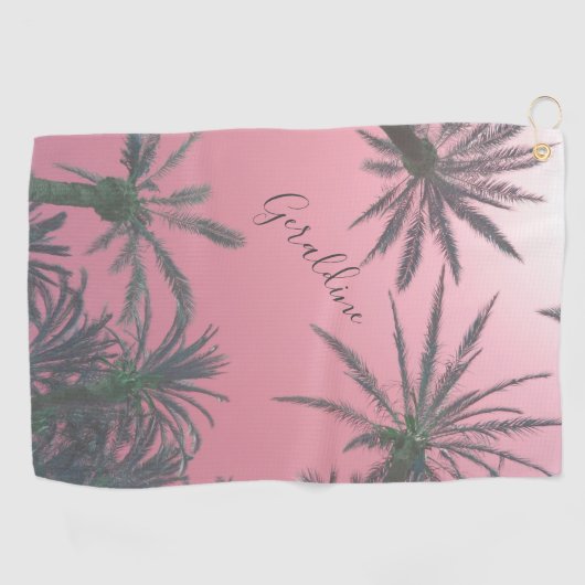 Leuke roze palmboom print golfhanddoek (Horizontaal)