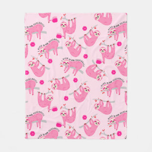 Leuke roze pickleball luiaards 🦥 fleece deken