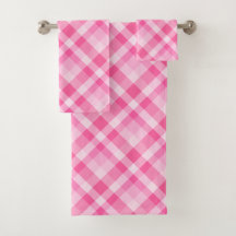 Leuke Roze Plaid Patroon Badhanddoek Set