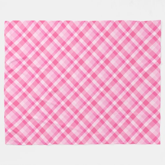 Leuke Roze Plaid Patroon Grote Fleece Deken (Voorkant (Horizontaal))