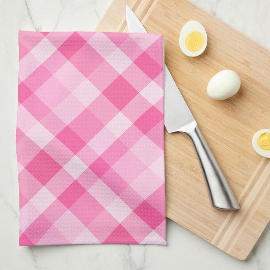 Leuke Roze Plaid Patroon Keukenhanddoek (Quarter Fold)