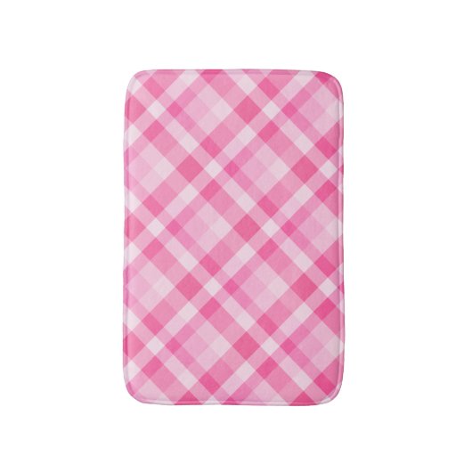 Leuke Roze Plaid Patroon Kleine Bad Mat (Voorkant Verticaal)