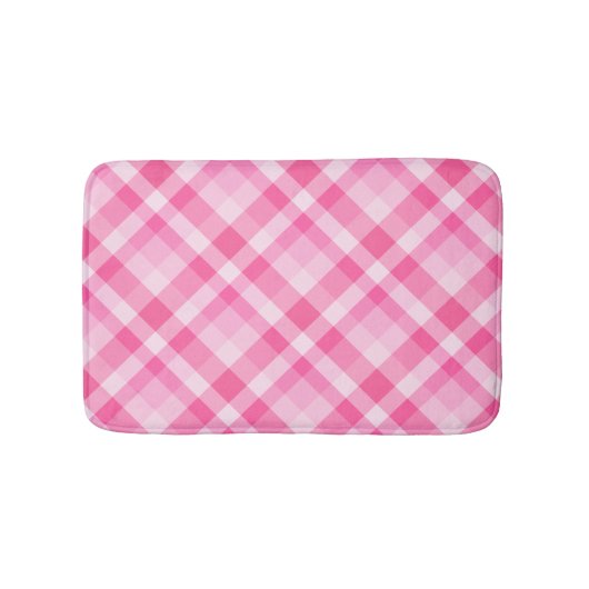 Leuke Roze Plaid Patroon Kleine Bad Mat (Voorkant)