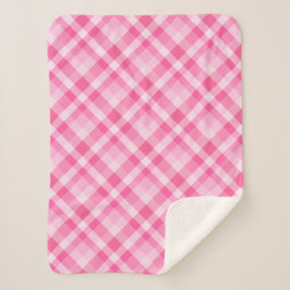 Leuke Roze Plaid Patroon Kleine Sherpa Deken