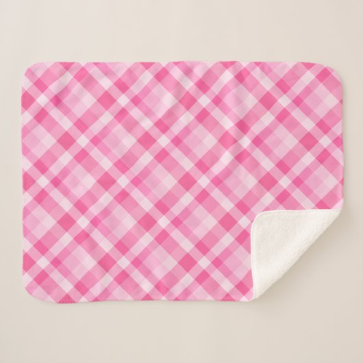 Leuke Roze Plaid Patroon Kleine Sherpa Deken (Voorkant (horizontaal))