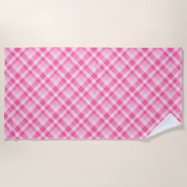 Leuke Roze Plaid Patroon Strandlaken