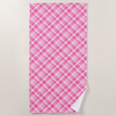 Leuke Roze Plaid Patroon Strandlaken (Voorkant)